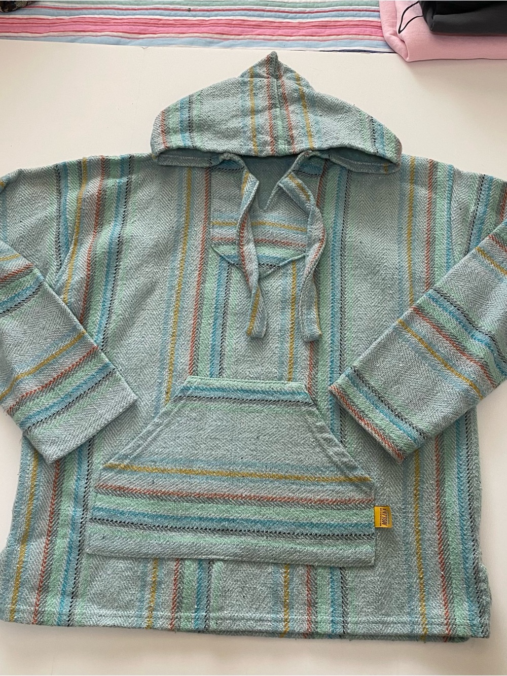 Men's Aqua Hooded Zip-Up Baja Sweater